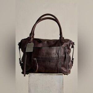 We The Free Dark Brown Leather Tote